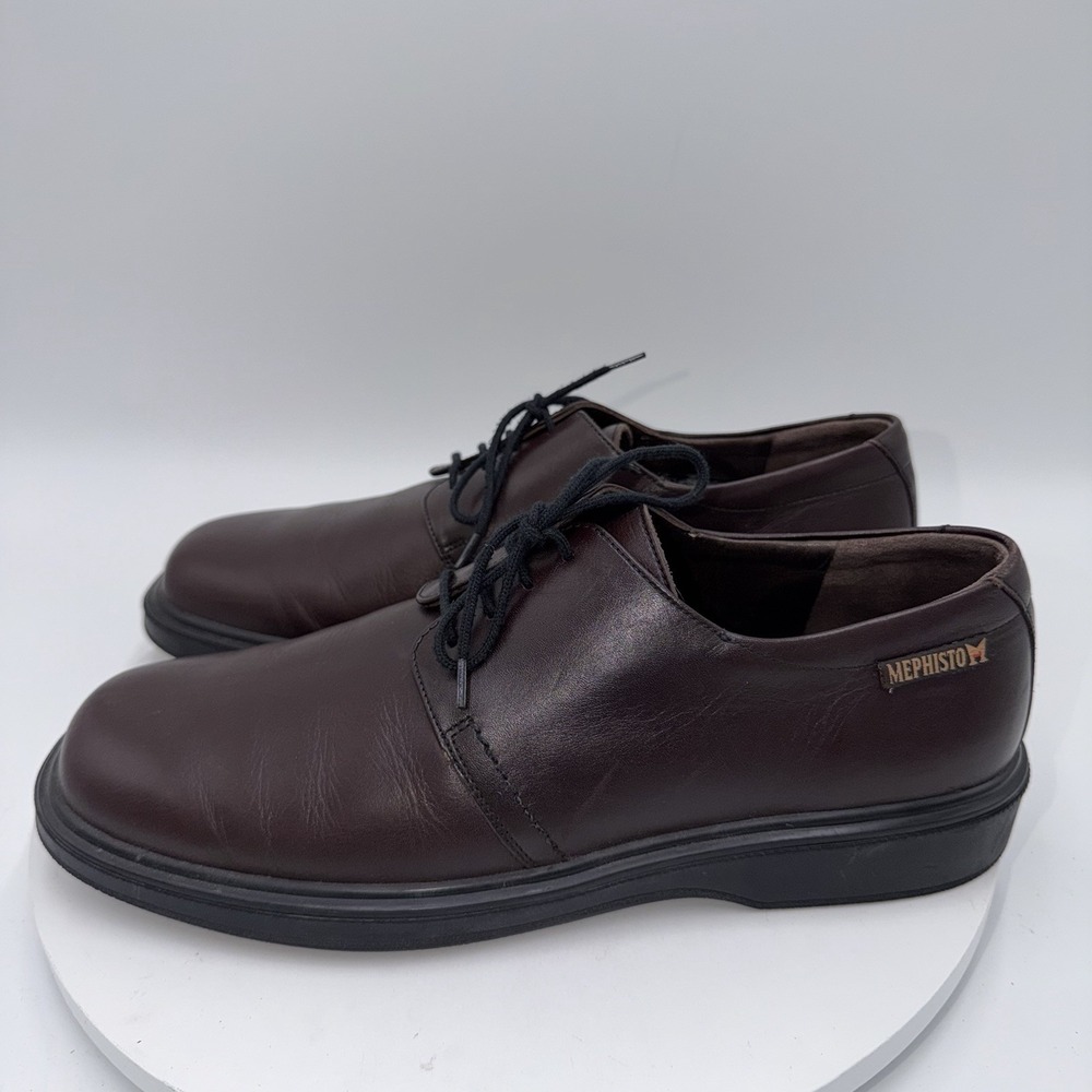 Mephisto Mens Air-Jet Oxford Size 10 Brown Leather Lace Up Dress Shoe France